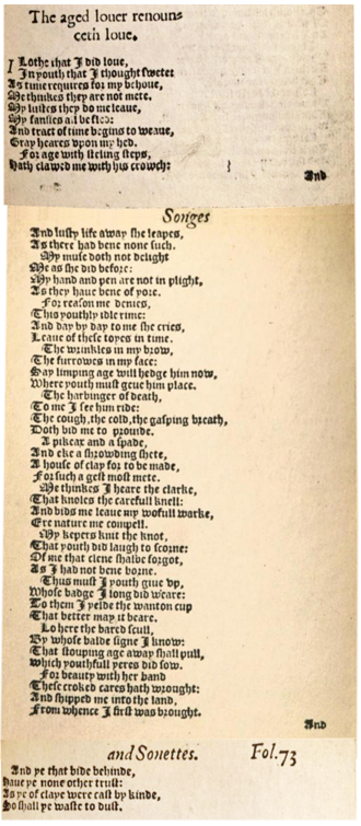 A poem from Songes and Sonnettes published by Richard Tottel (London, 1557)