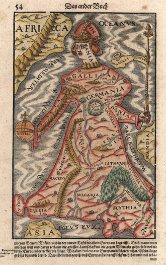 Europa Regina from Cosmographia by Sebastian Münster (Basel, 1570)