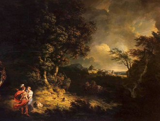 Landscape with Dido & Aeneas in the Storm by Thomas Jones (1769)
